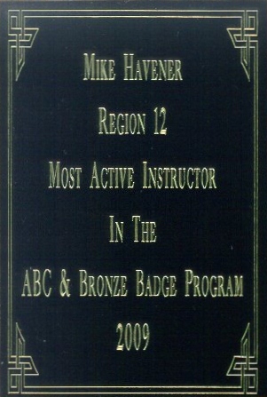 2009 Top Producing SSA Instructor for Region 12 award